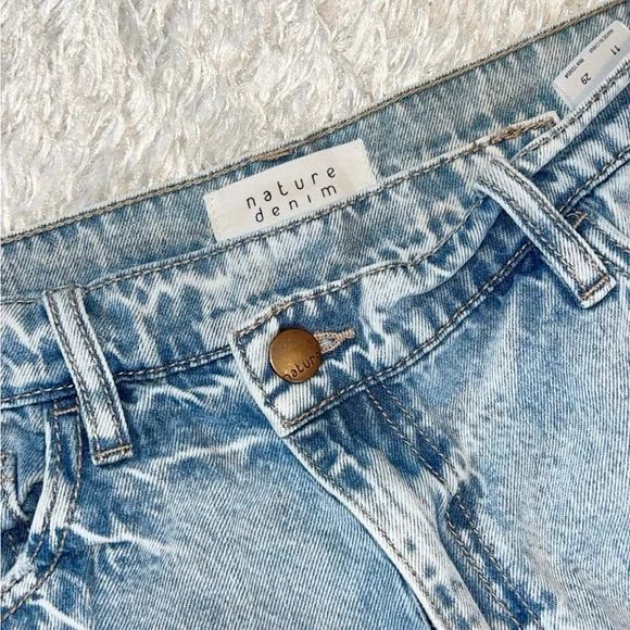 Nature Denim Light Wash Distressed Wide leg Jeans - Picture 4 of 10